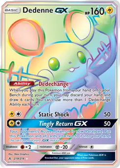 Dedenne GX Secret Pokemon card from Unbroken Bonds