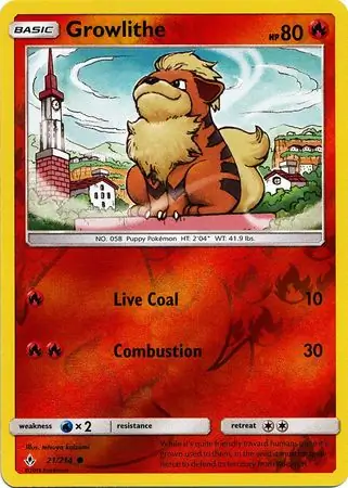 Growlithe Reverse Holo Pokemon card from Unbroken Bonds