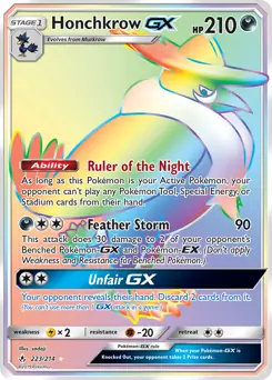 Honchkrow GX Secret Pokemon card from Unbroken Bonds