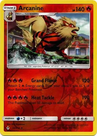 Arcanine Reverse Holo Pokemon card from Unbroken Bonds