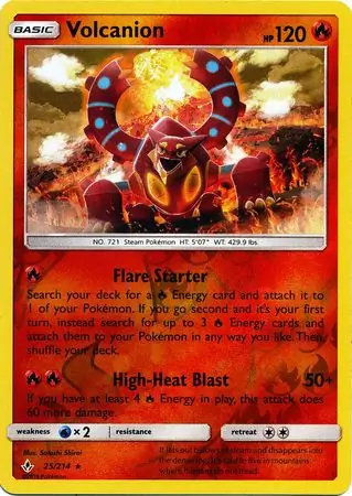 Volcanion Reverse Holo Pokemon card from Unbroken Bonds