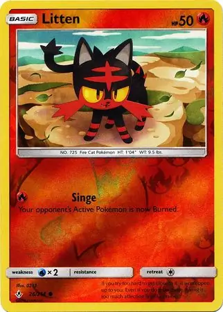 Litten Reverse Holo Pokemon card from Unbroken Bonds