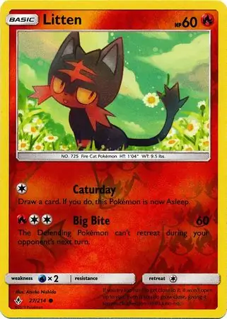 Litten Reverse Holo Pokemon card from Unbroken Bonds