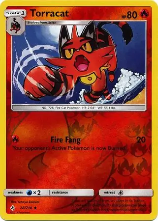 Torracat Reverse Holo Pokemon card from Unbroken Bonds