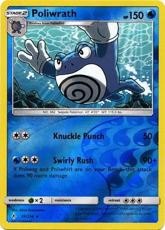 Poliwrath Reverse Holo Pokemon card from Unbroken Bonds