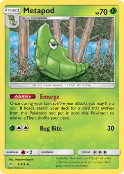 Metapod Pokemon card from Unbroken Bonds