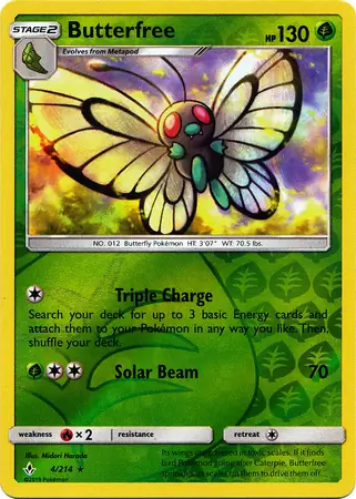 Butterfree Reverse Holo Pokemon card from Unbroken Bonds