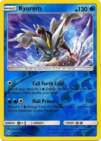 Kyurem Reverse Holo Pokemon card from Unbroken Bonds