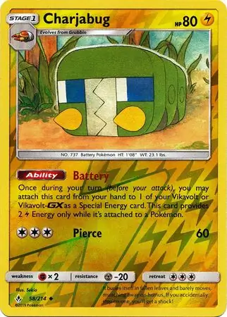Charjabug Reverse Holo Pokemon card from Unbroken Bonds
