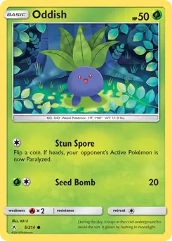 Oddish Pokemon card from Unbroken Bonds