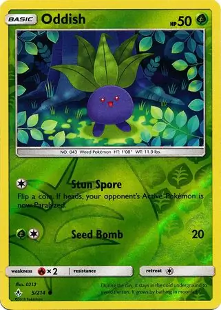 Oddish Reverse Holo Pokemon card from Unbroken Bonds