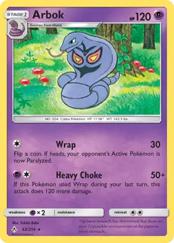 Arbok Pokemon card from Unbroken Bonds