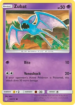 Zubat Pokemon card from Unbroken Bonds