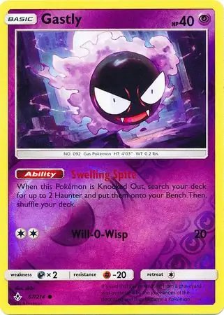 Gastly Reverse Holo Pokemon card from Unbroken Bonds