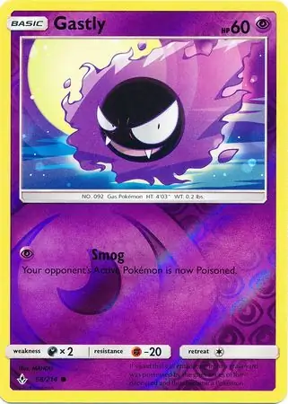 Gastly Reverse Holo Pokemon card from Unbroken Bonds