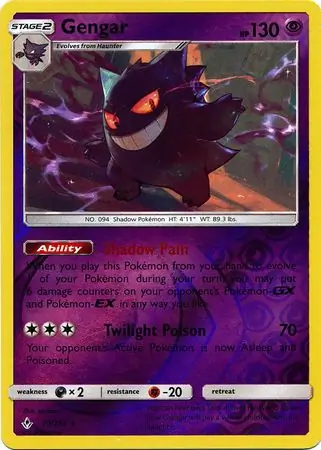 Gengar Reverse Holo Pokemon card from Unbroken Bonds