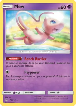 Mew Holo Pokemon card from Unbroken Bonds