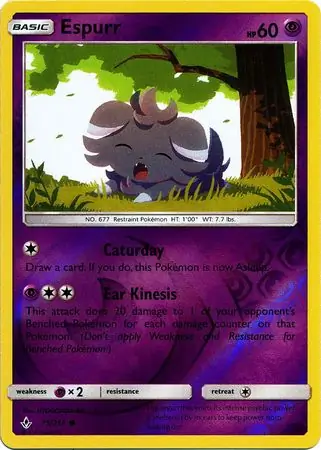 Espurr Reverse Holo Pokemon card from Unbroken Bonds