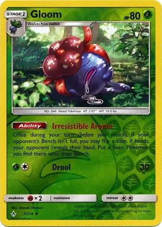 Gloom Reverse Holo Pokemon card from Unbroken Bonds