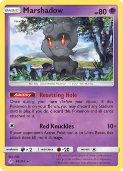 Marshadow Holo Pokemon card from Unbroken Bonds