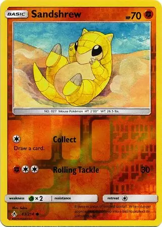 Sandshrew Reverse Holo Pokemon card from Unbroken Bonds