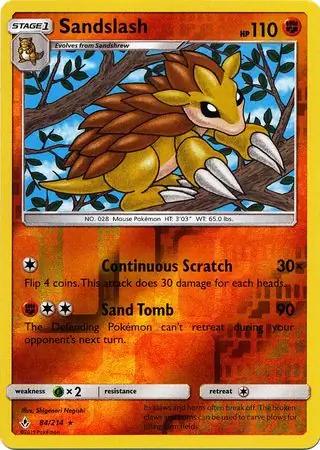 Sandslash Reverse Holo Pokemon card from Unbroken Bonds