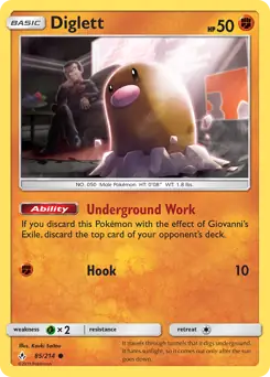 Diglett Pokemon card from Unbroken Bonds