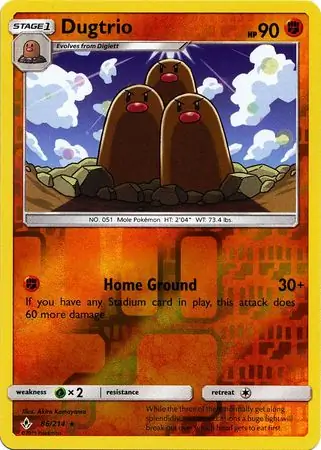 Dugtrio Reverse Holo Pokemon card from Unbroken Bonds