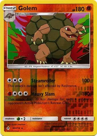 Golem Reverse Holo Pokemon card from Unbroken Bonds