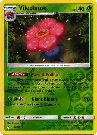 Vileplume Reverse Holo Pokemon card from Unbroken Bonds