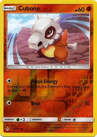Cubone Reverse Holo Pokemon card from Unbroken Bonds