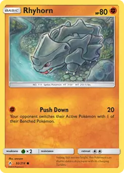 Rhyhorn Pokemon card from Unbroken Bonds