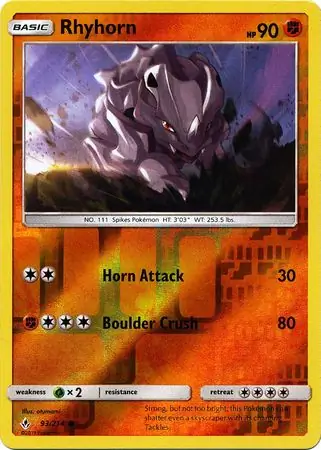 Rhyhorn Reverse Holo Pokemon card from Unbroken Bonds