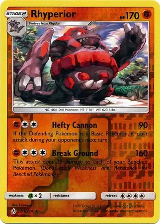 Rhyperior Reverse Holo Pokemon card from Unbroken Bonds