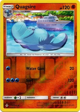 Quagsire Reverse Holo Pokemon card from Unbroken Bonds