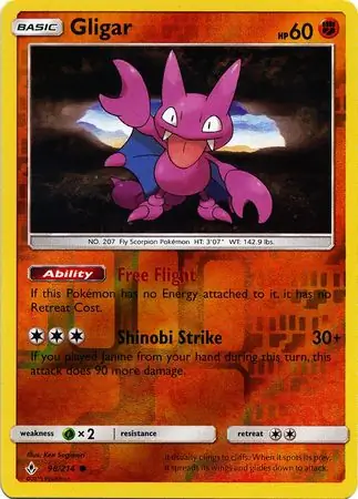 Gligar Reverse Holo Pokemon card from Unbroken Bonds