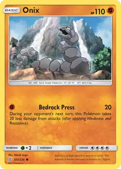 Onix Pokemon card from Unified Minds