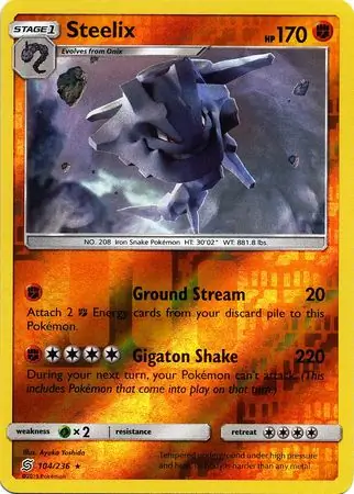 Steelix Reverse Holo Pokemon card from Unified Minds