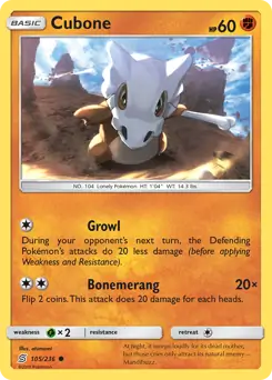 Cubone Pokemon card from Unified Minds