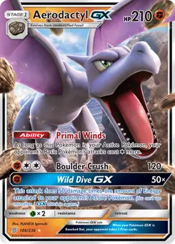 Aerodactyl GX Pokemon card from Unified Minds