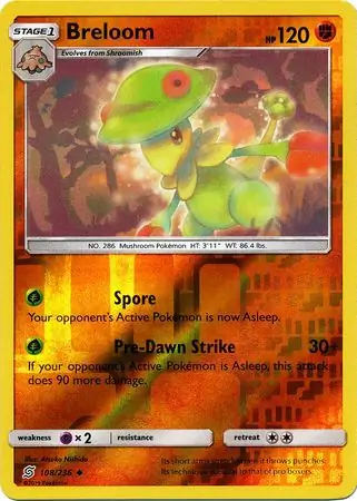 Breloom Reverse Holo Pokemon card from Unified Minds