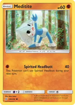 Meditite Pokemon card from Unified Minds