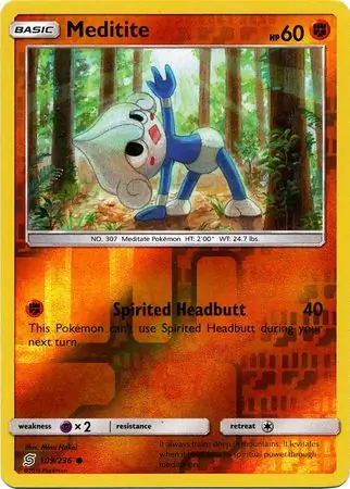 Meditite Reverse Holo Pokemon card from Unified Minds