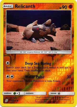 Relicanth Reverse Holo Pokemon card from Unified Minds