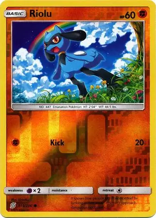 Riolu Reverse Holo Pokemon card from Unified Minds