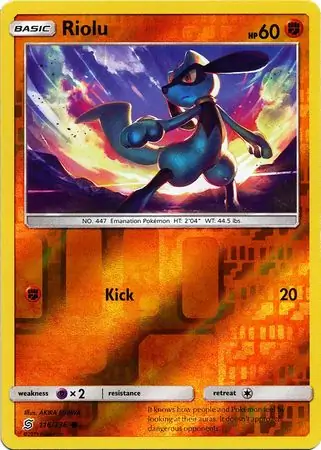Riolu Reverse Holo Pokemon card from Unified Minds