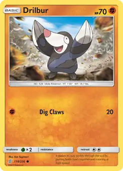 Drilbur Pokemon card from Unified Minds