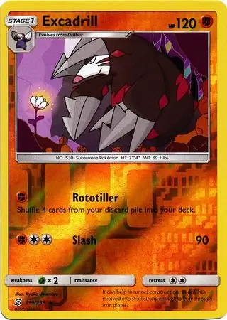 Excadrill Reverse Holo Pokemon card from Unified Minds