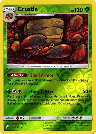 Crustle Reverse Holo Pokemon card from Unified Minds