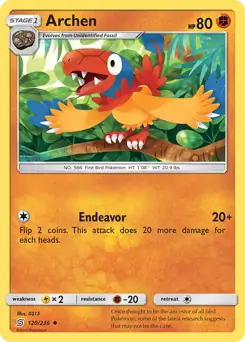 Archen Pokemon card from Unified Minds